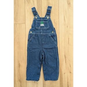 Liberty Toddler Denim Overalls With Green Accents